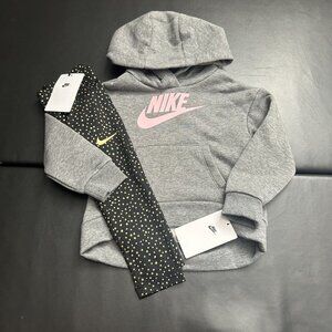 NWT Nike Hoodie & Metallic Leggings Set Girls Size 3T